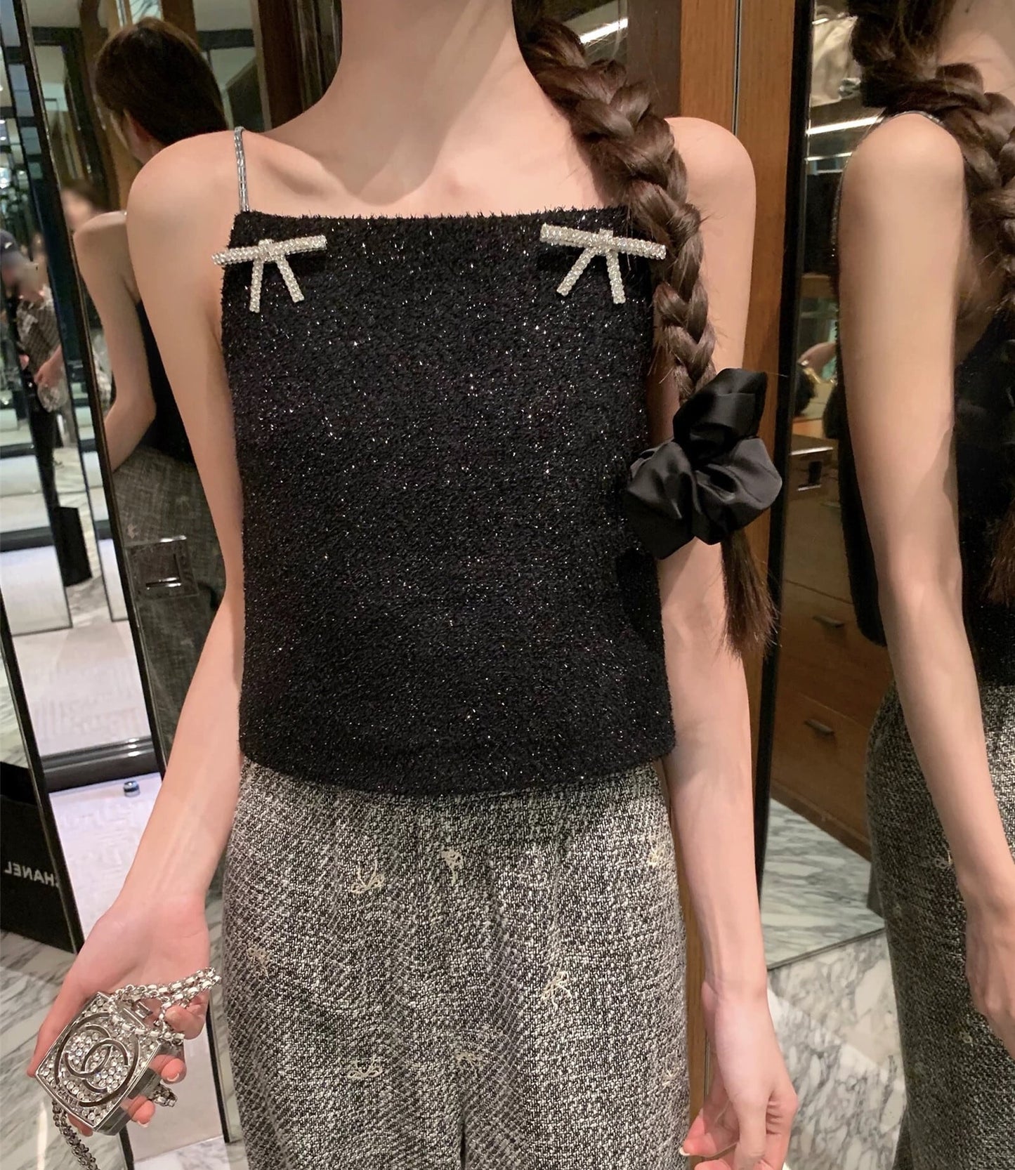 【tops】ビジューリボン付きキャミソール　M30920