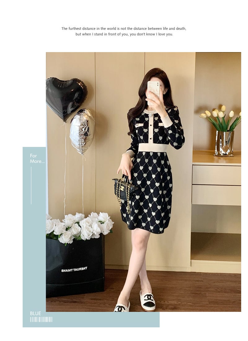 【dress】ジャカードニットワンピース　M28415