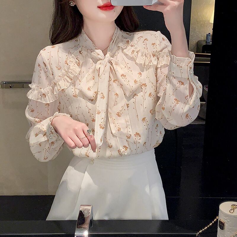 【tops】リボン付きシャツトップス　M18727