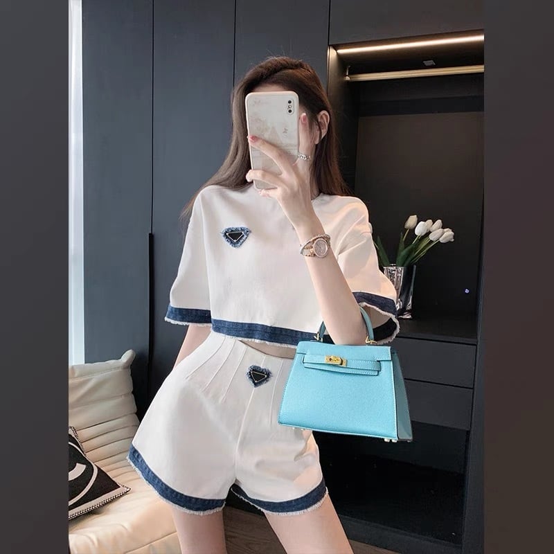 【set】高級感気質満点トップス+ショートパンツオシャレ２点セット G8251