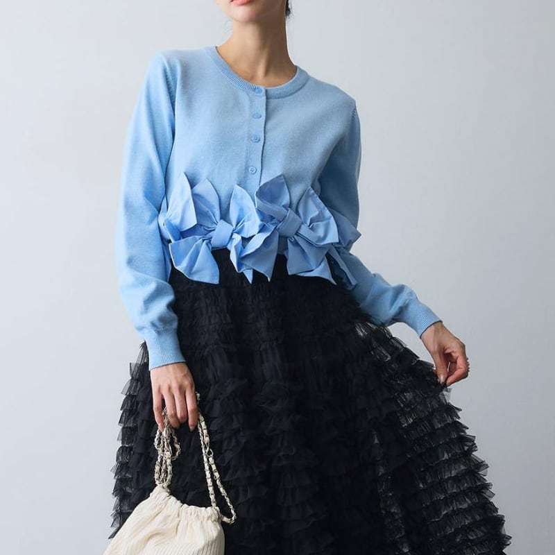 【outer】リボンニットカーディガン Q7652