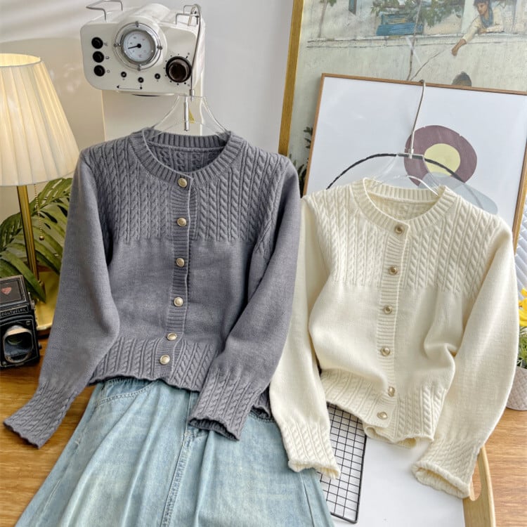 【outer】クルーネックニットカーデ　M25884