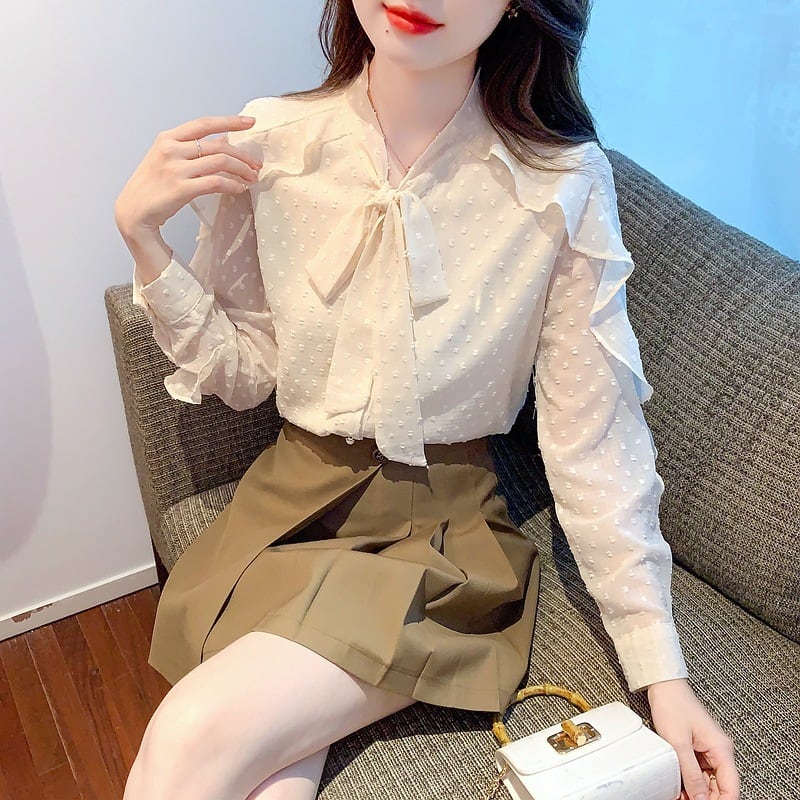 【tops】フリルシャツトップス　M25730