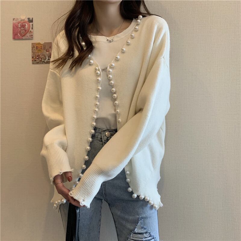 【outer】パールニットカーディガン　N2070