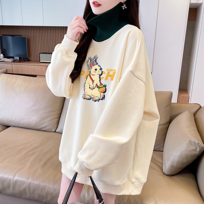 【tops】裹起毛プリントプルオーバー　M28816