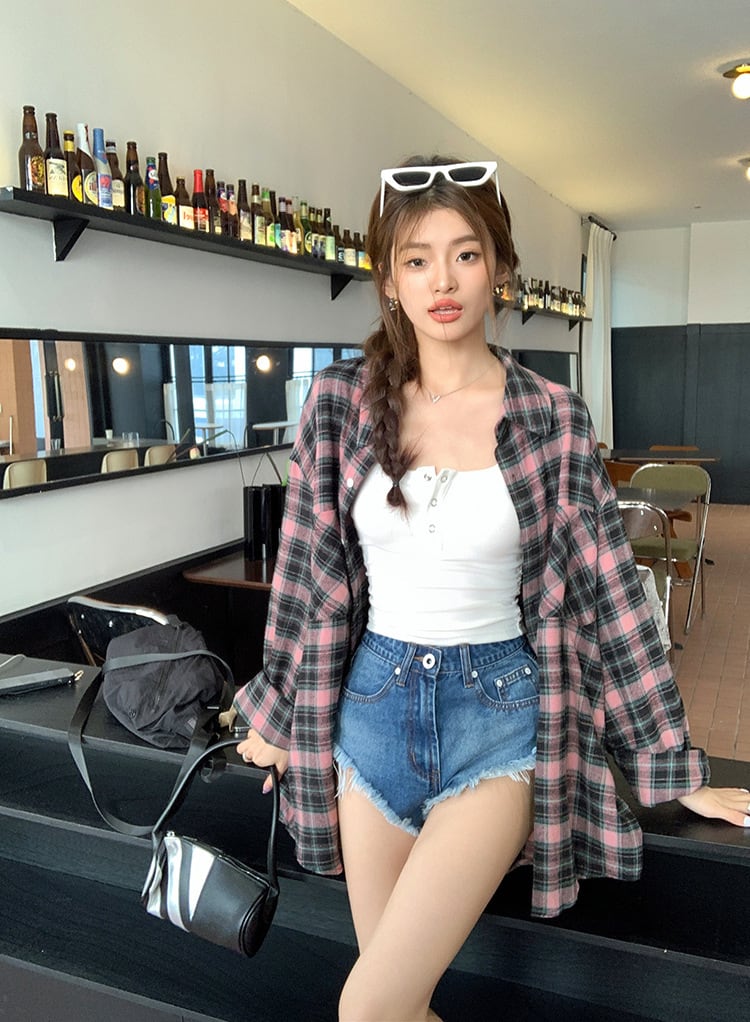 【tops】チェック柄シャツトップス　M25331