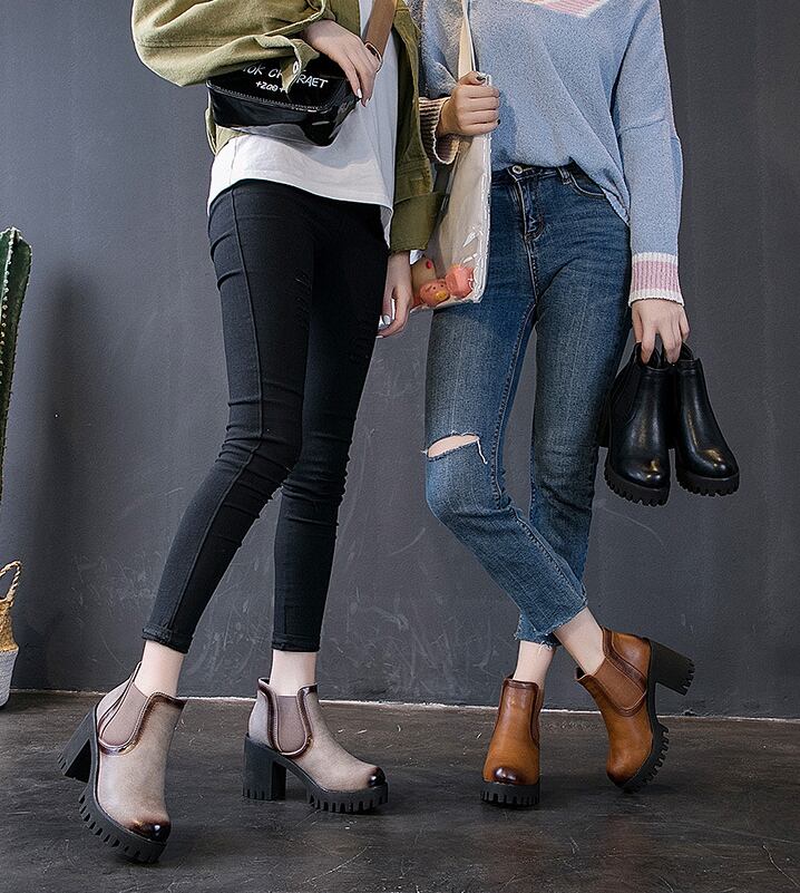 【shoes】チャンキーヒールブーツF0953