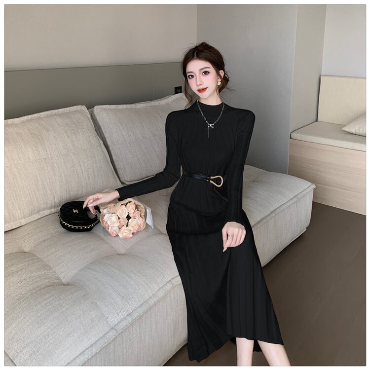 【dress】ニットワンピースベルト付き　M27464