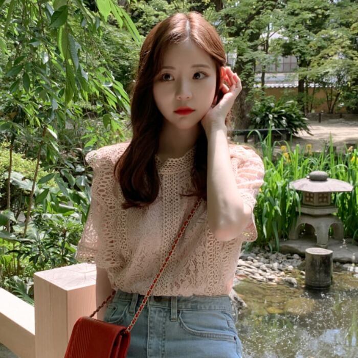 【tops】韓国系スウィート洋気レースINS風Tシャツ