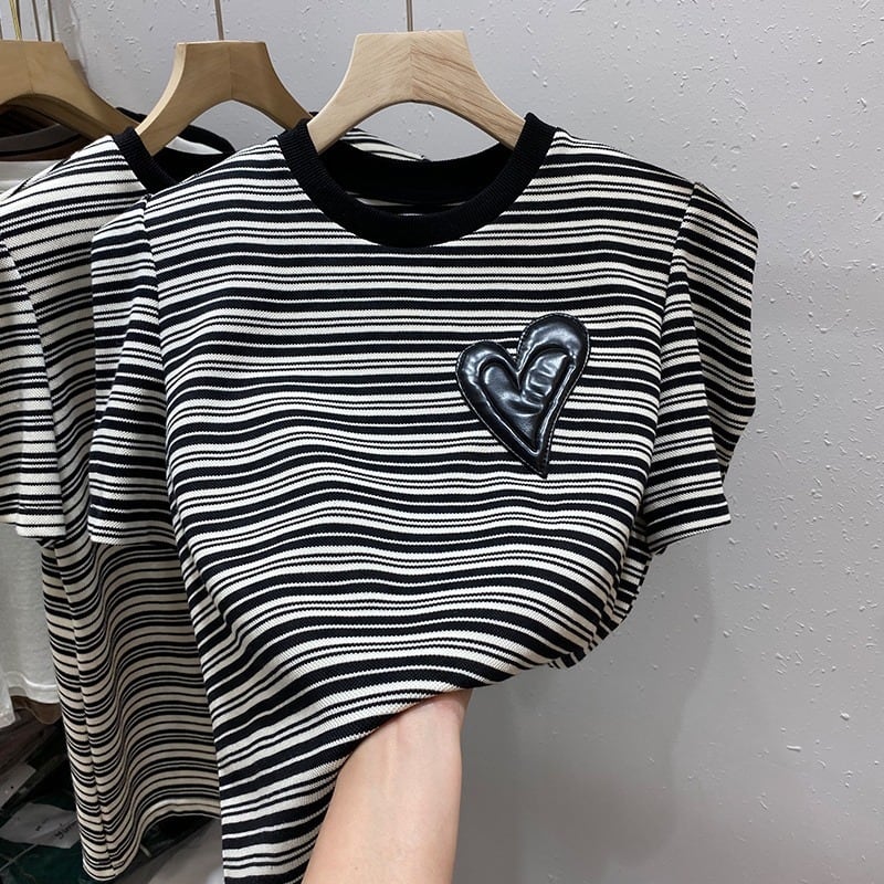 【tops】ストライプ柄TシャツG21369