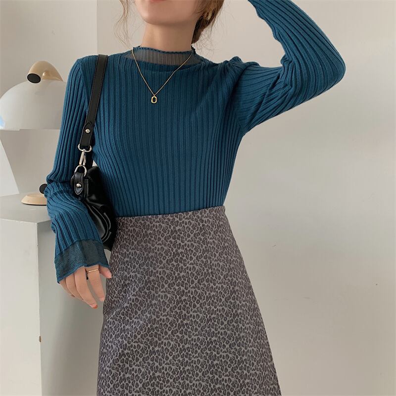 【tops】チュールドッキングニットトップス　M26543