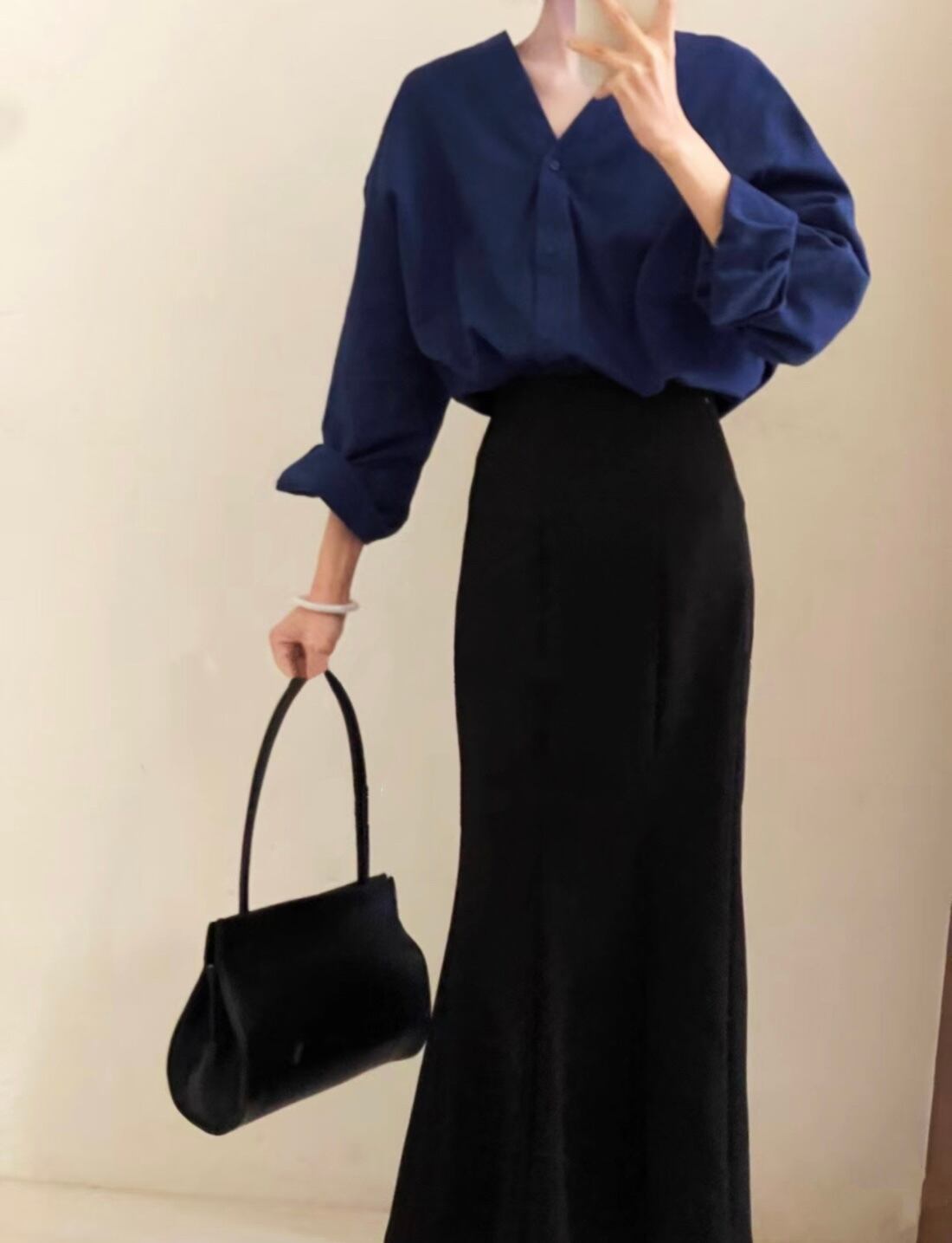 【set】Ⅴネックシャツ×ロングスカートセット     N3006