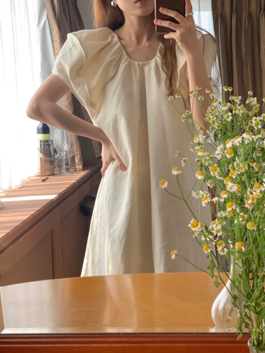 【dress】パフスリーブワンピース　M24627
