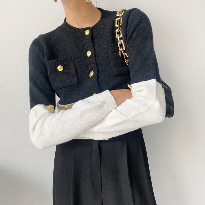 【tops】カラーマッチングニットセーターG24049