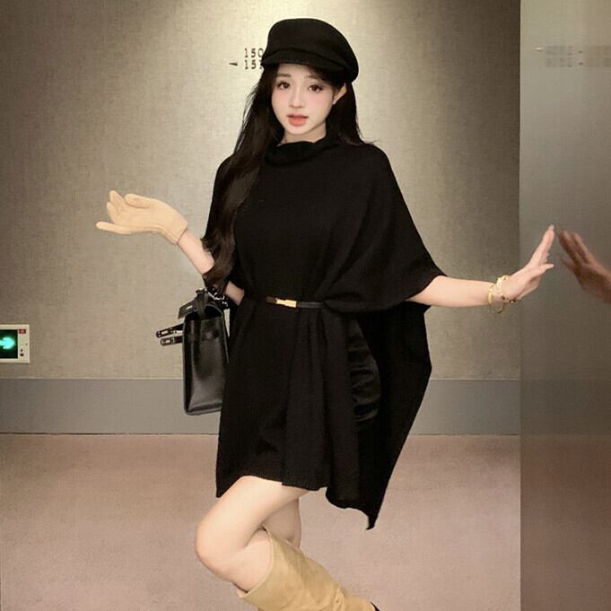 【tops】ケープニットトップスベルト付き　M26825