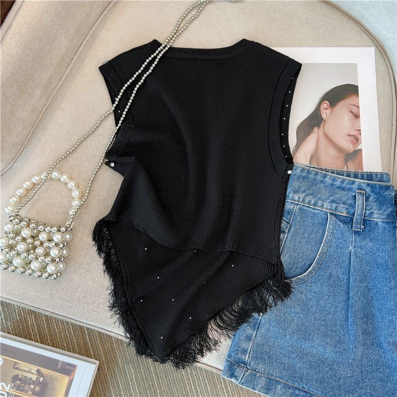 【tops】フリンジニットタンクトップF7729