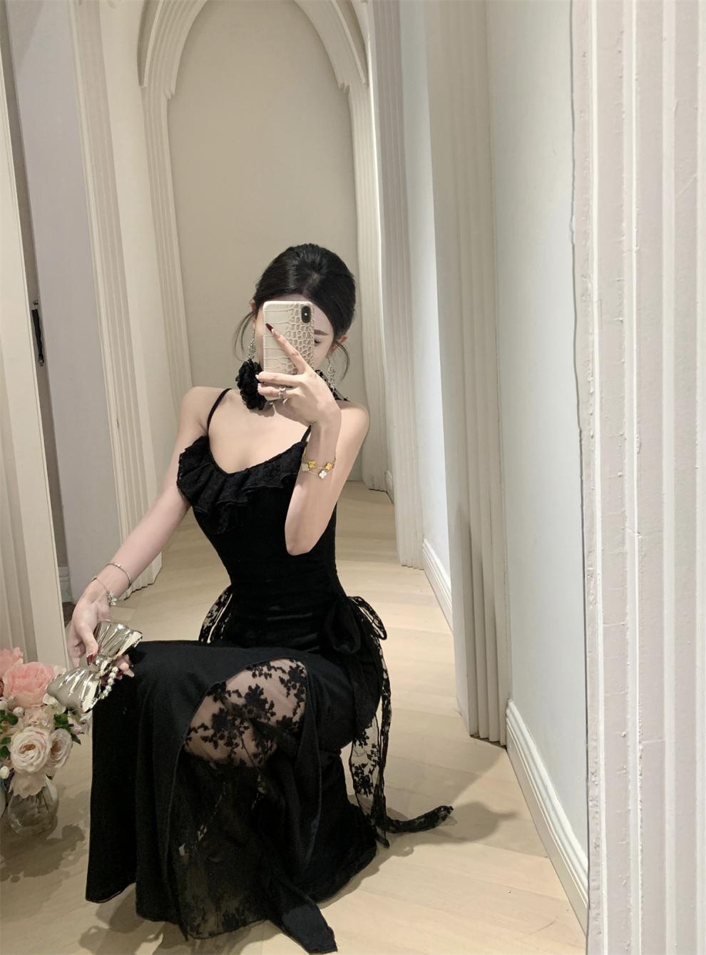 【dress】レース切り替えキャミワンピース　M30005