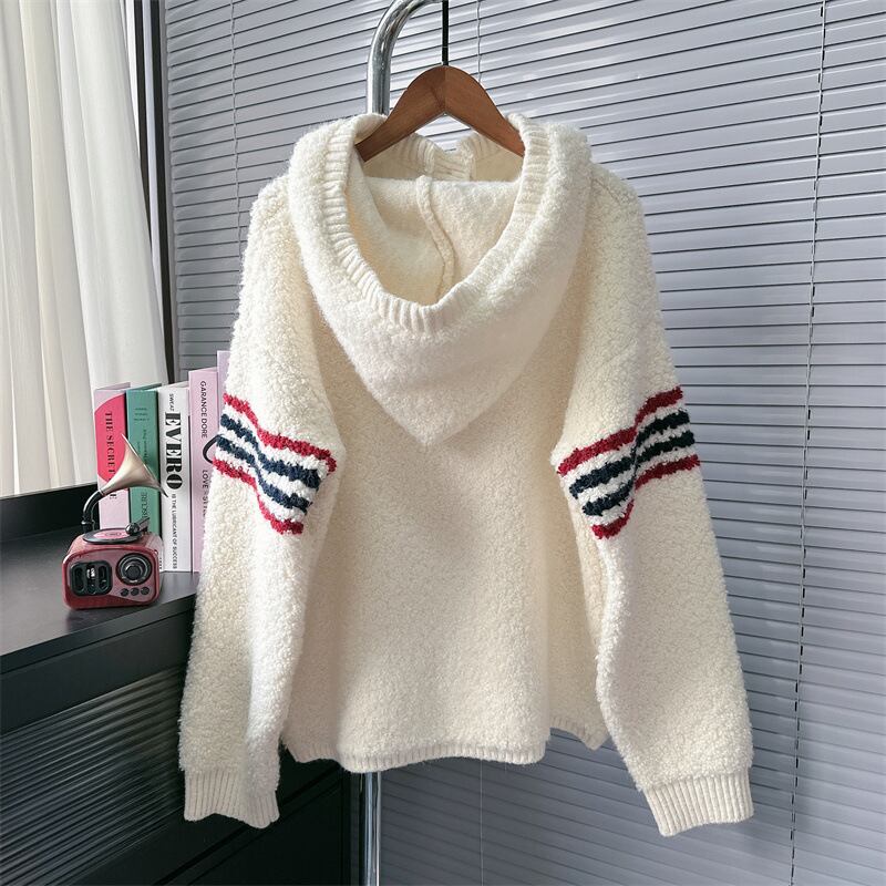 【tops】フード付きニットセーター　M28298