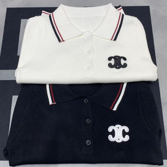 【tops】POLOネック長袖ニットセーターF8012