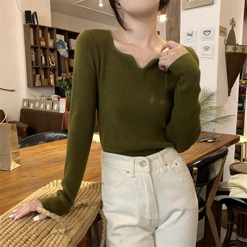 【tops】Vネックニットトップス　M18569