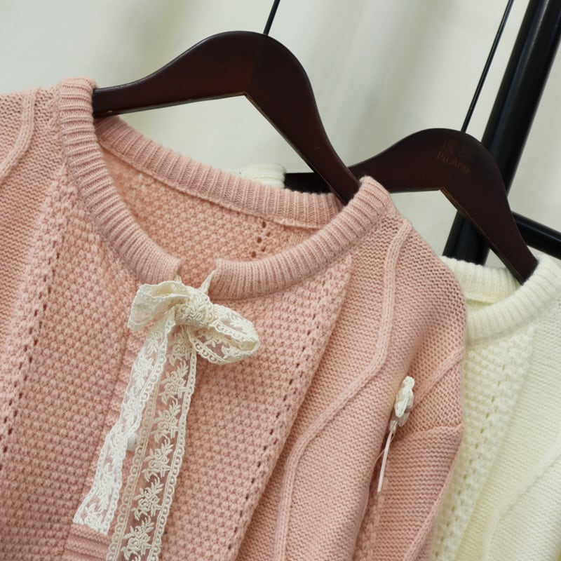 【outer】リボン付きニットカーデ　M26123