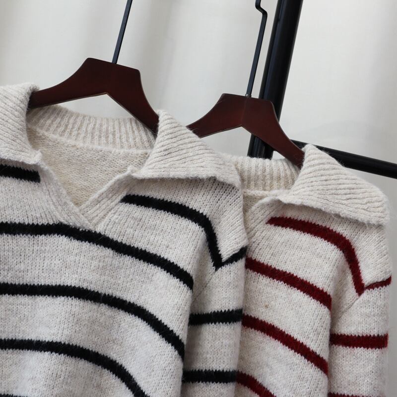 【tops】ボーダー柄ニットセーター　M27522