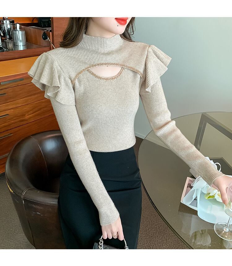 【tops】フリルニットトップス　M18859