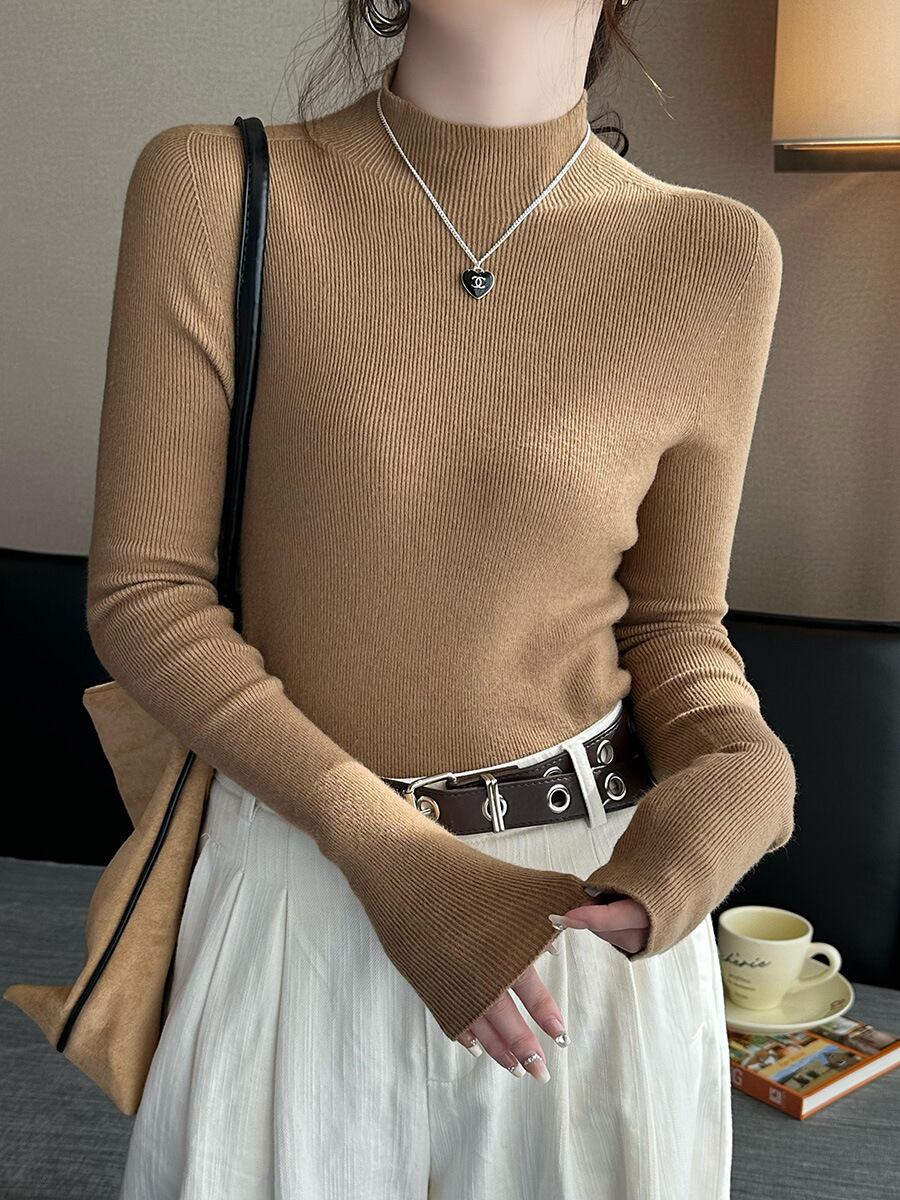 【tops】無地ニットトップス　M26445