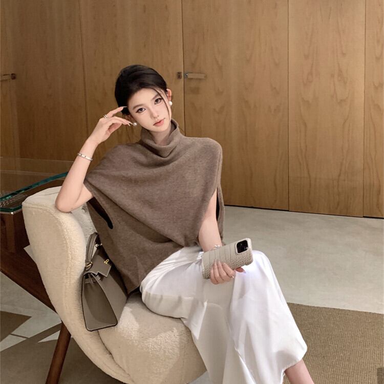 【tops】ハイネックニットケープ　M27049