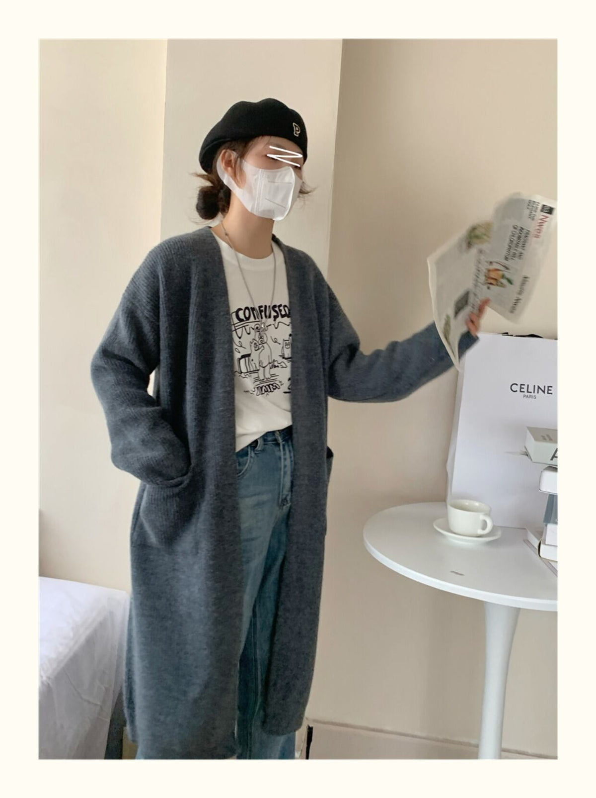 【outer】ロング丈ニットカーデ　M19145