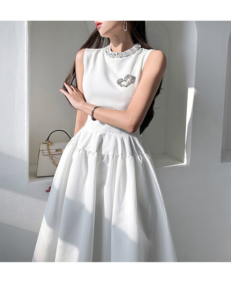 【dress】パールノースリーブワンピース　M24284