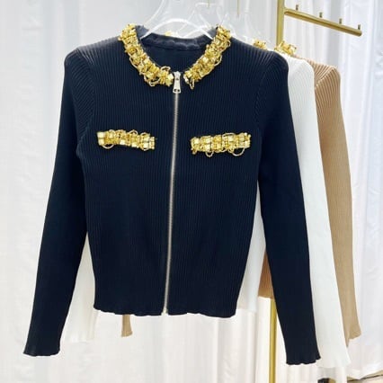【outer】ビジューニットカーデ　M26159