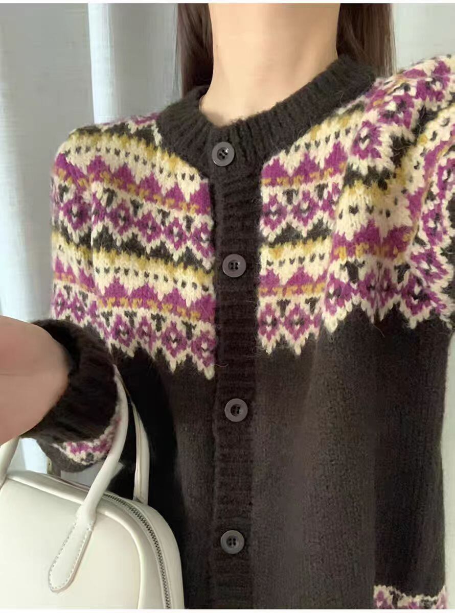 【outer】ジャカードニットカーデ　M27424