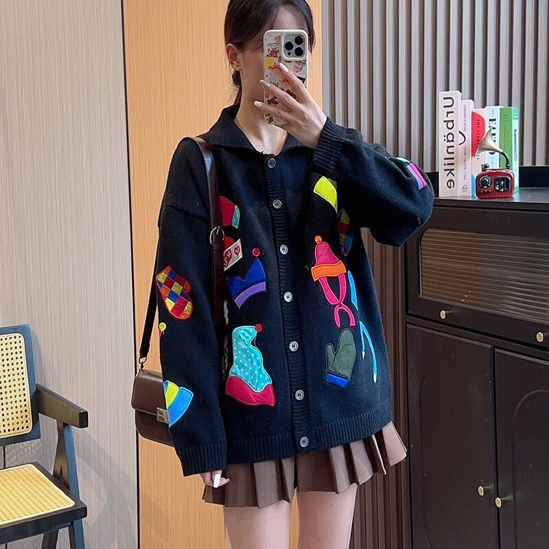 【outer】POLOネックニットカーデ　M18350