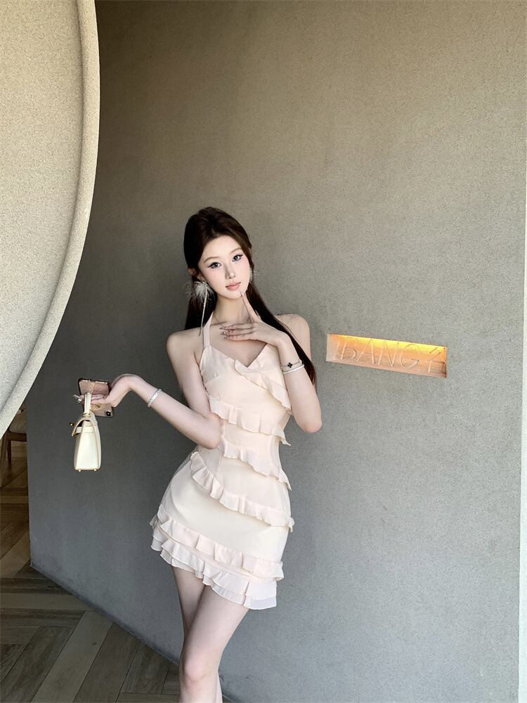 【dress】フリルホルターネックワンピース　M29662