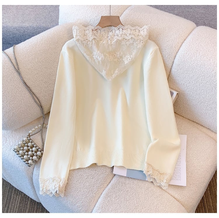 【tops】レース切り替えニットトップス　M28053