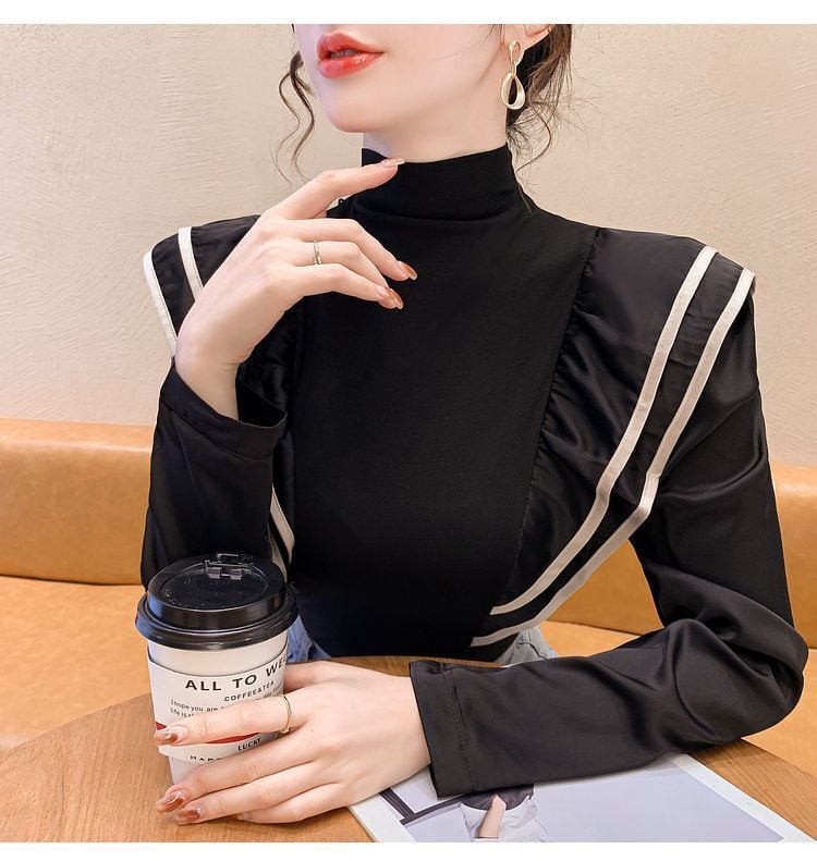 【tops】ハイネックフリルTシャツG20386