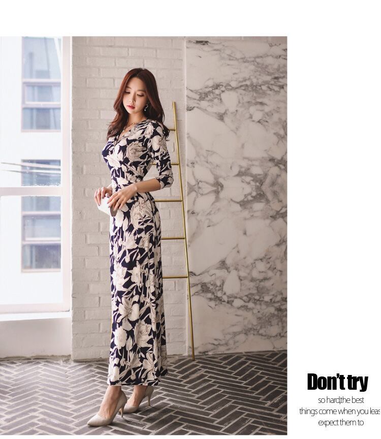 【dress】好感度UP!セクシー気質満点レトロ体型カバー着痩せVネックワンピース G2003