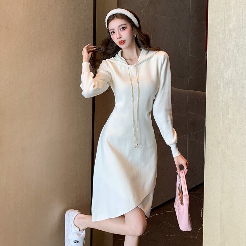 【dress】フード付きニットワンピース　M18536