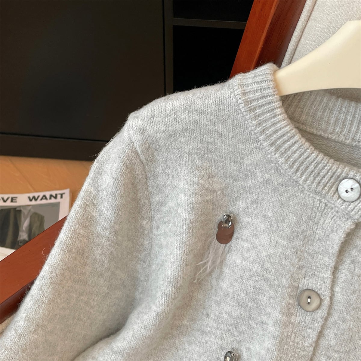 【outer】スパンコールニットカーデ　M29221