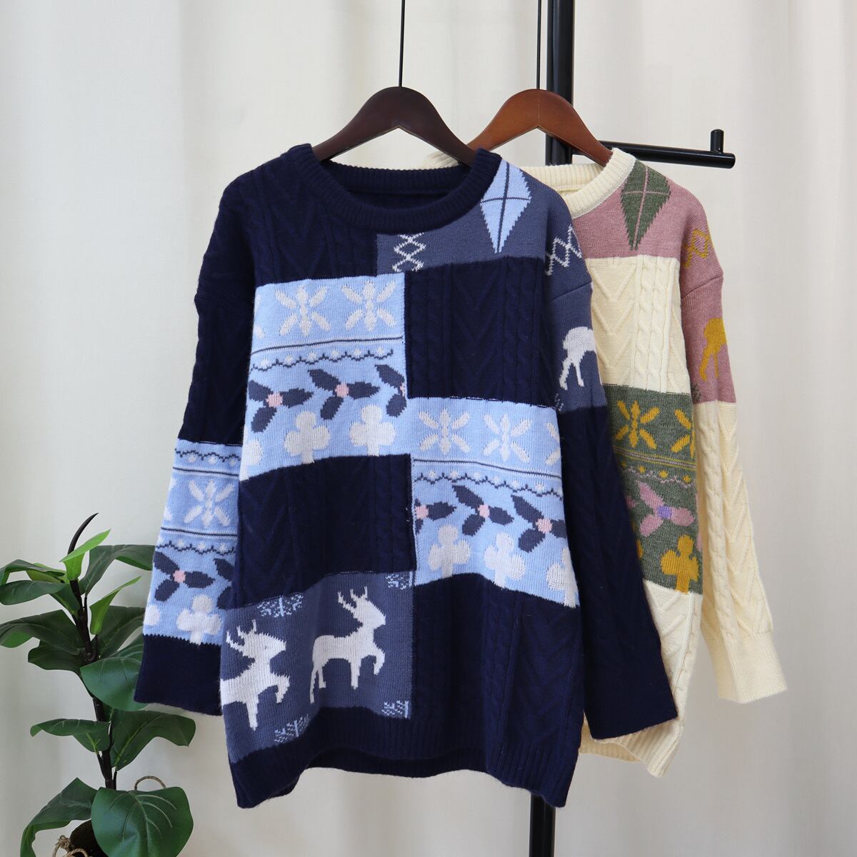 【tops】ドッキングニットセーター　M19099