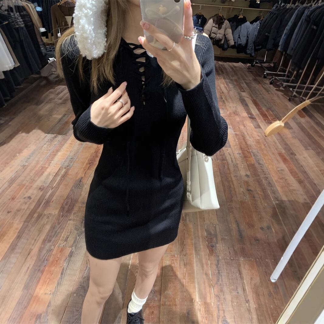 【dress】フード付きニットワンピース　M26906