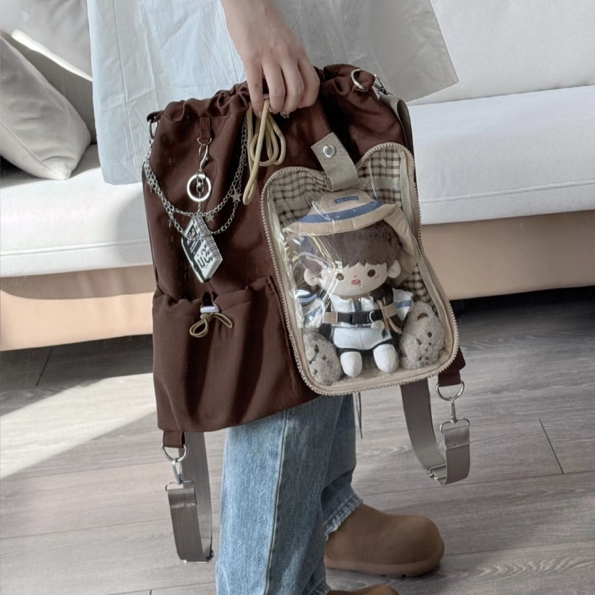 【GOODS】痛バック 20cm人形 収納 絞りデザイン リュックサック Ｑ2253