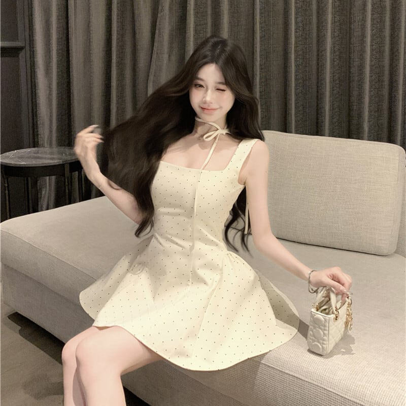 【dress】ドット柄キャミワンピース　M30065