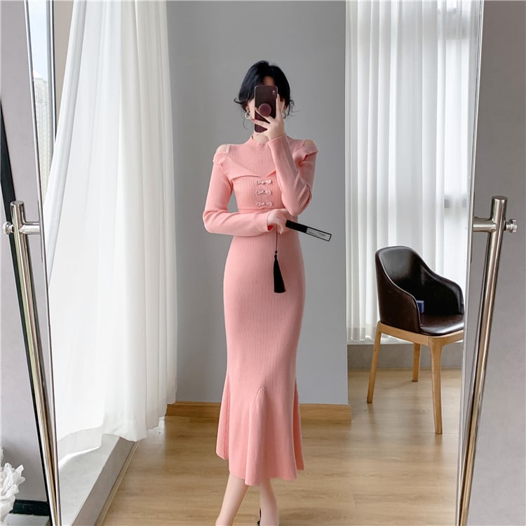 【dress】マーメイドニットワンピース　M26175