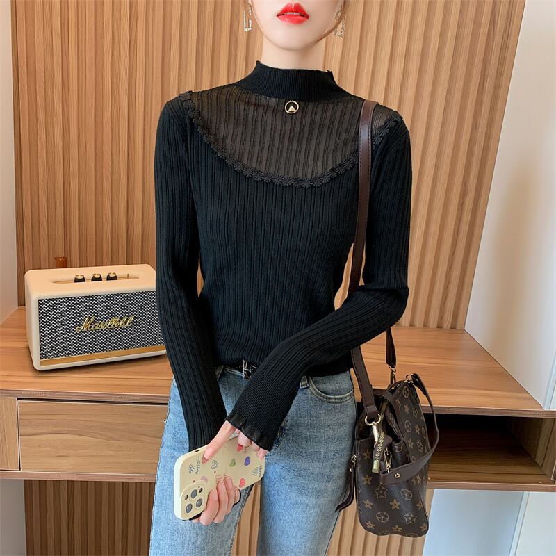 【tops】カットワークニットトップス　M18853