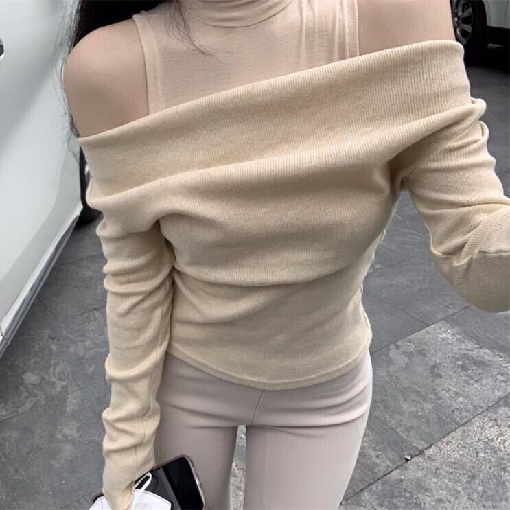 【tops】オフショルダーニットトップス　M28184