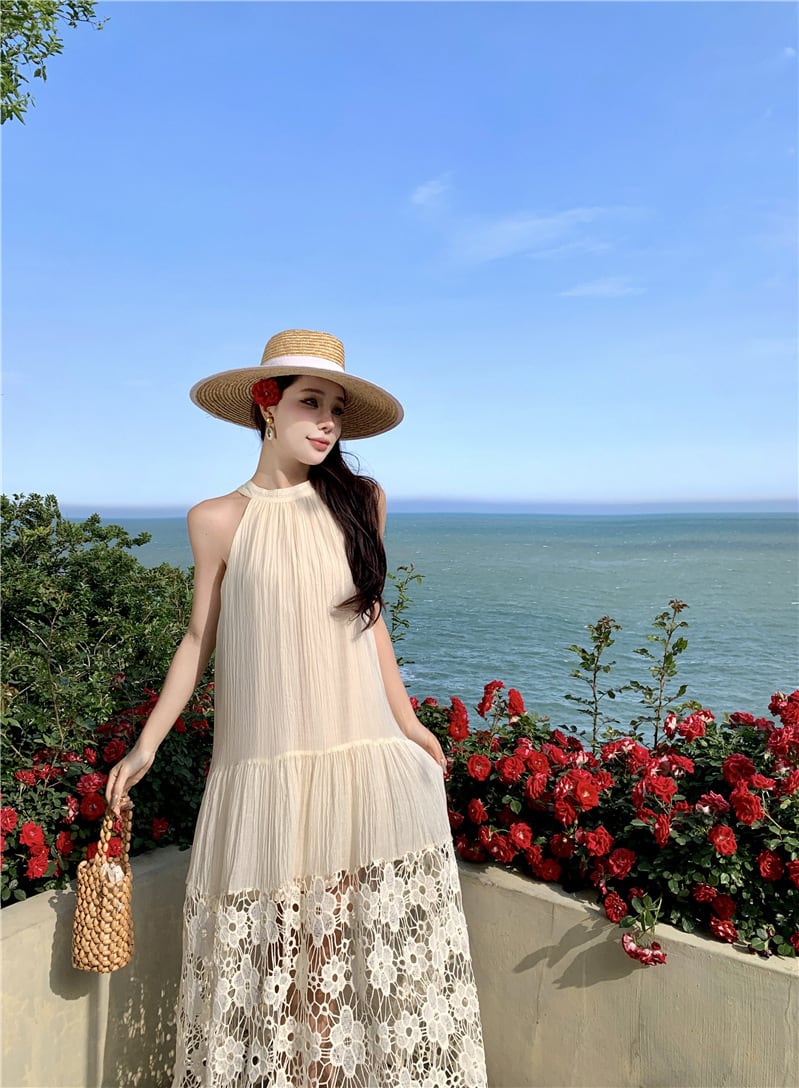 【dress】レースホルターネックワンピース　M24547