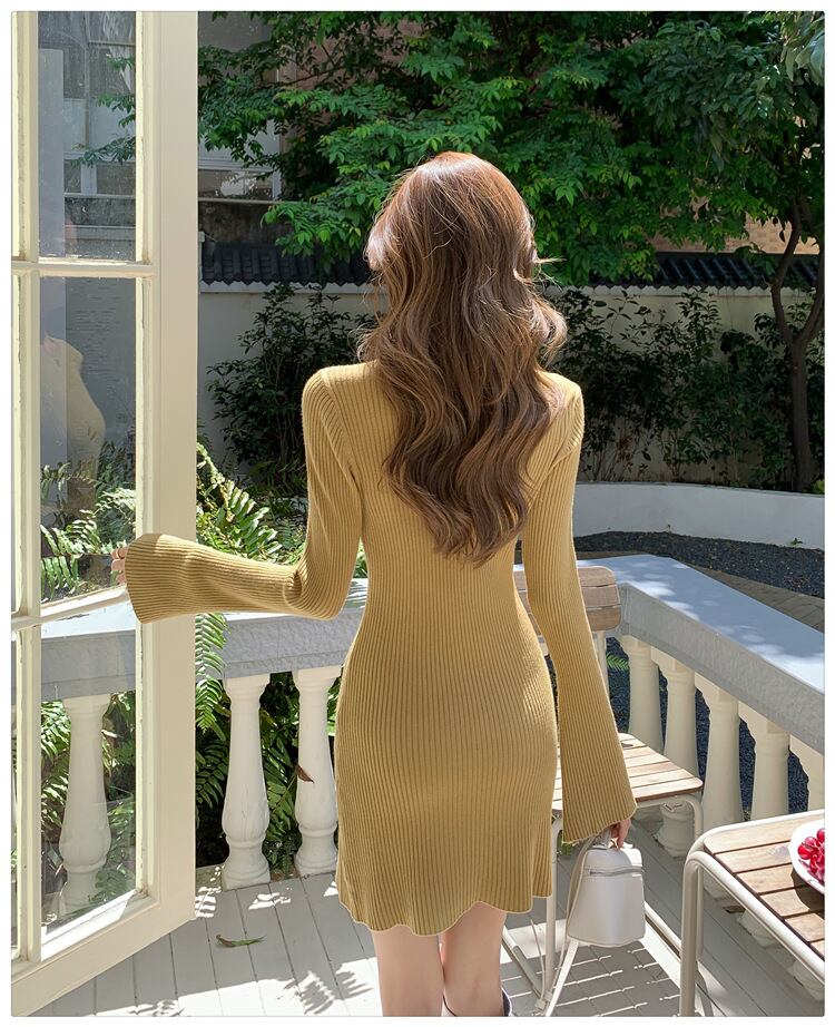 【dress】フレアスリーブニットワンピース　M28209