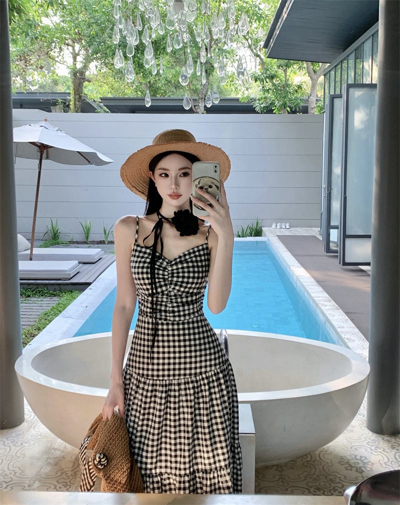 【dress】チェック柄キャミワンピース　M24918